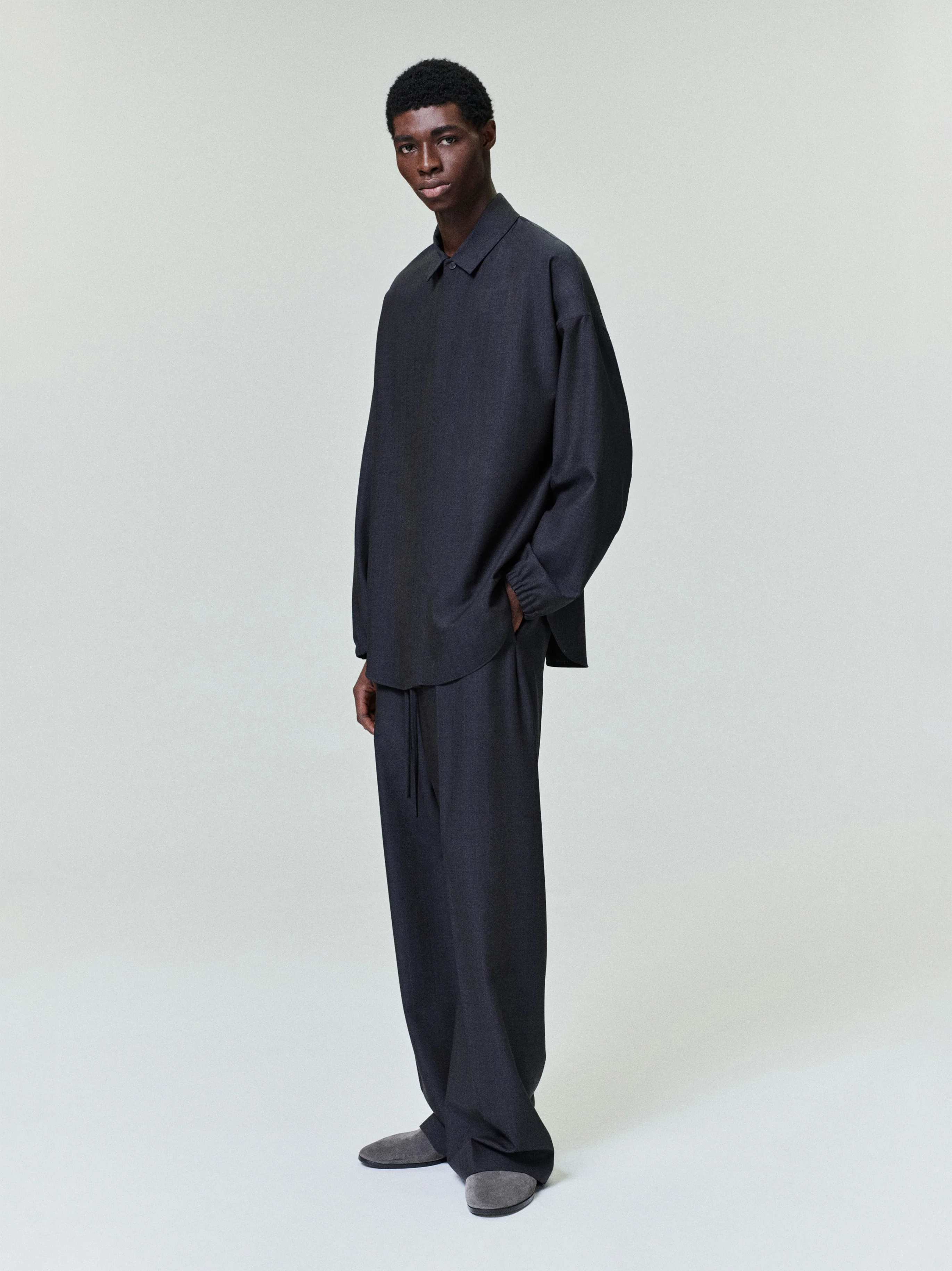 Striped Wool Elastic Cuff Shirt