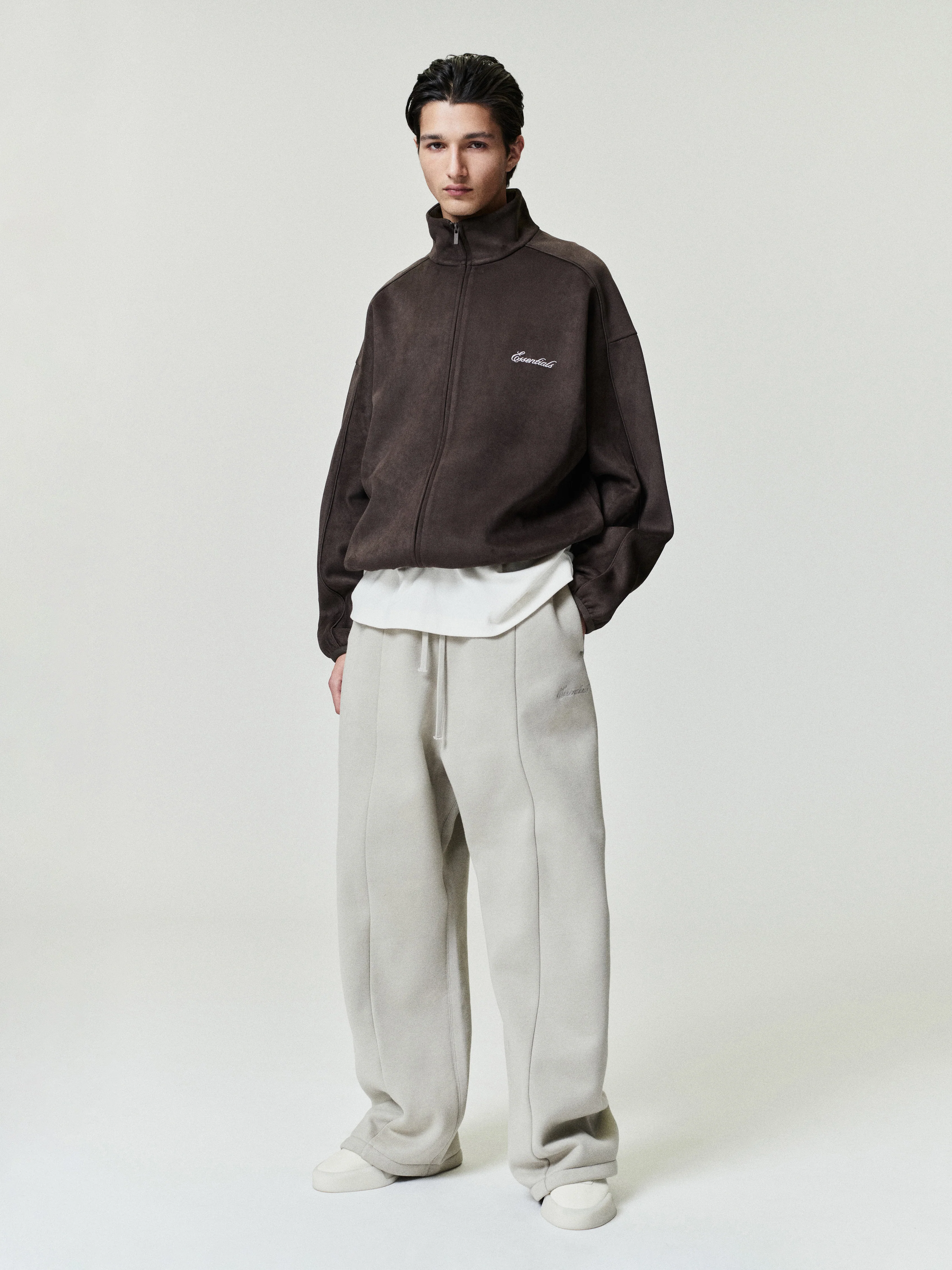 Suede Fleece Signature Modern Track Jacket W/ Piping